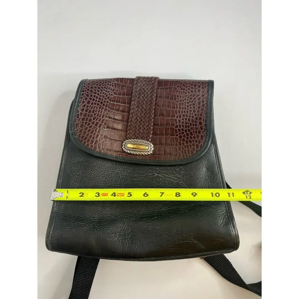 Brighton Backpack Purse Leather Two Tone Brown Black